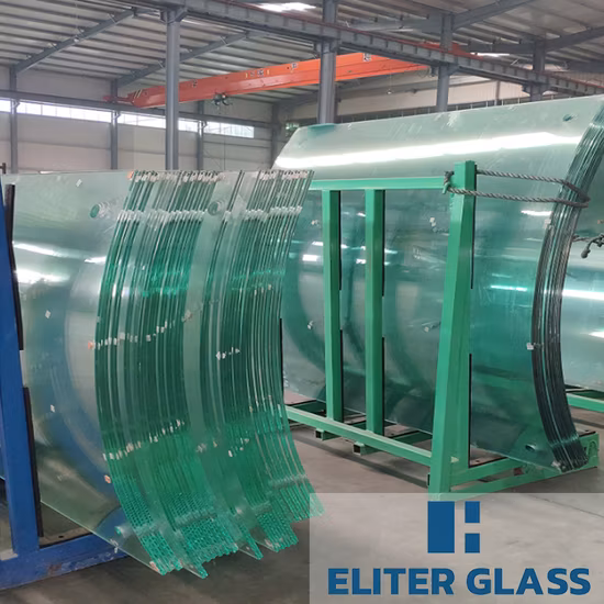 Увеличенное прозрачное изогнутое закаленное безопасное строительное стекло с двойным ламинированием