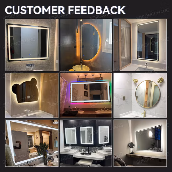 Фабрика нестандартного размера, прямоугольное зеркало для салона, зеркало для макияжа, настенный светильник для ванной комнаты, оптовая продажа, декоративное умное светодиодное зеркало для ванной комнаты